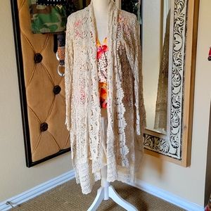 Johnny Was Crocheted Lace Cover-up or Kimono Size M